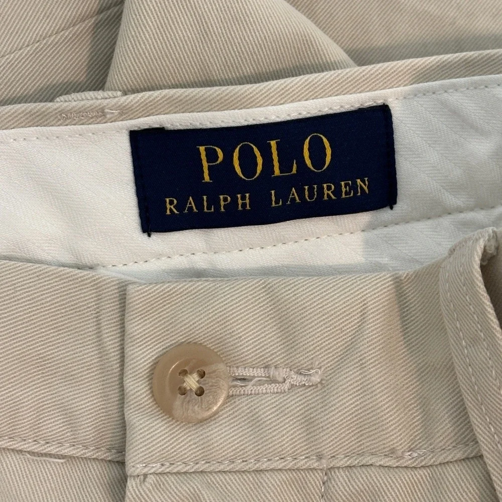Polo Ralph Lauren Chino Pants Mens 34x31 Tan Cotton Straight Leg Flat Front
